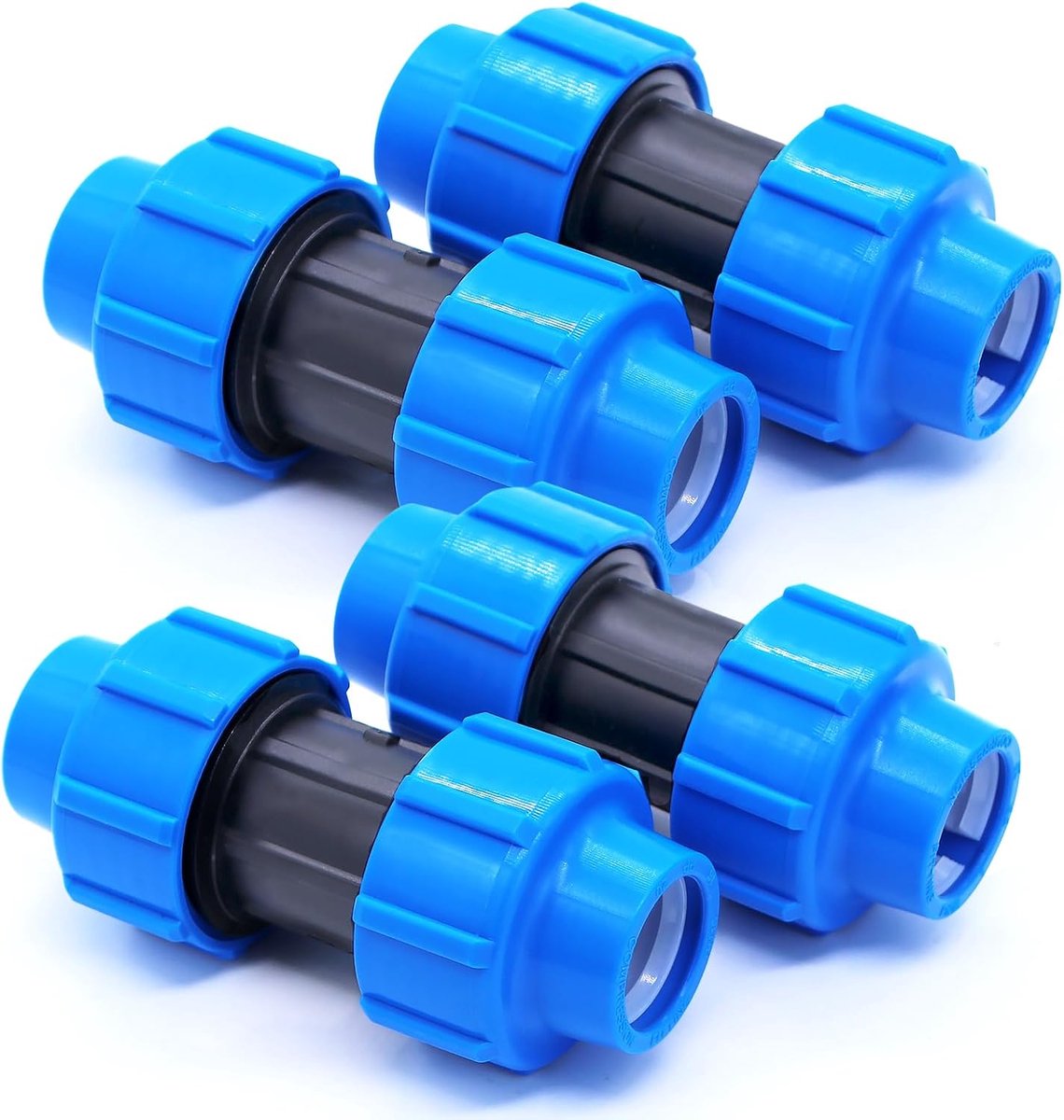 4 stuks PE-buizen, 25 mm, schroefverbinding, PP fittinghoek, 180 graden, klemverbinder, kunststof PP-koppeling voor PE80, PE100-buizen, binnen- en buiteninstallaties