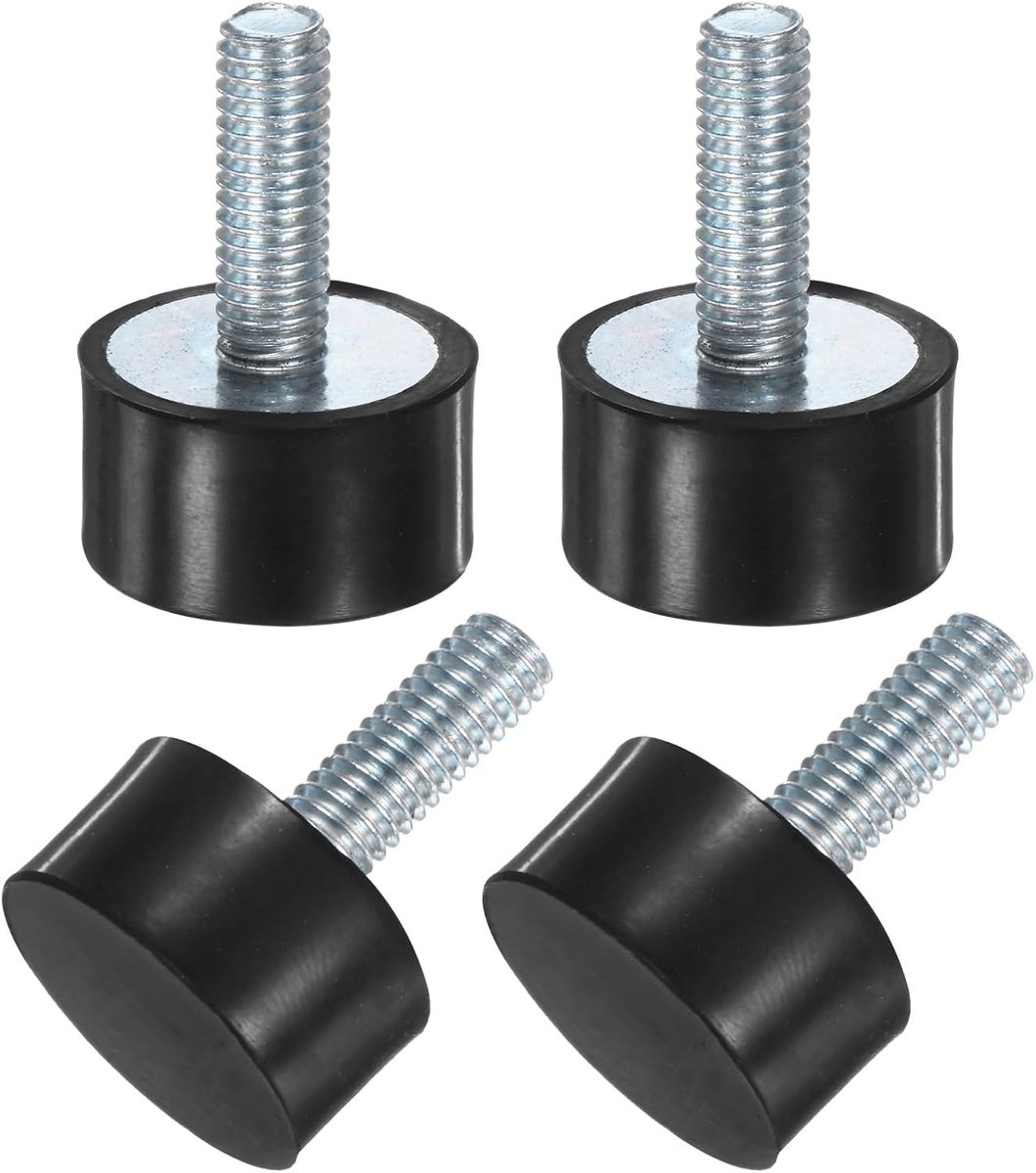METERXITY 4-Pack Rubber Mounts D20mmxH10mm Mannelijke Trillingsisolatoren Cilindrische Schokdemper W M6 x 18mm Studs voor Luchtcompressor/Auto/Pomp/Boot/Garage Motor/Klossen Rubber Isolatoren