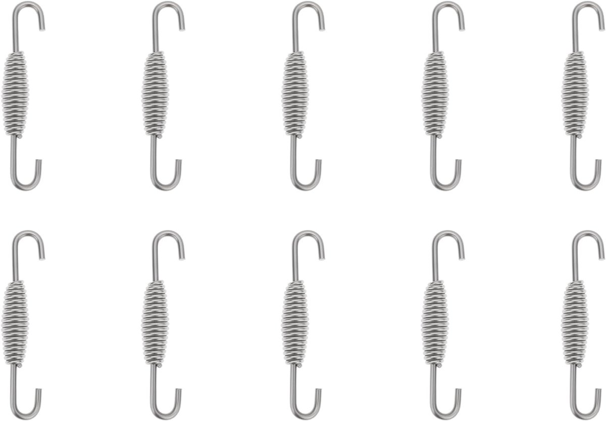 10Pcs 68MM Motorfiets Uitlaatveren Compatibel met Scooter Dirt Bike Rvs Pull Lente Haak Set