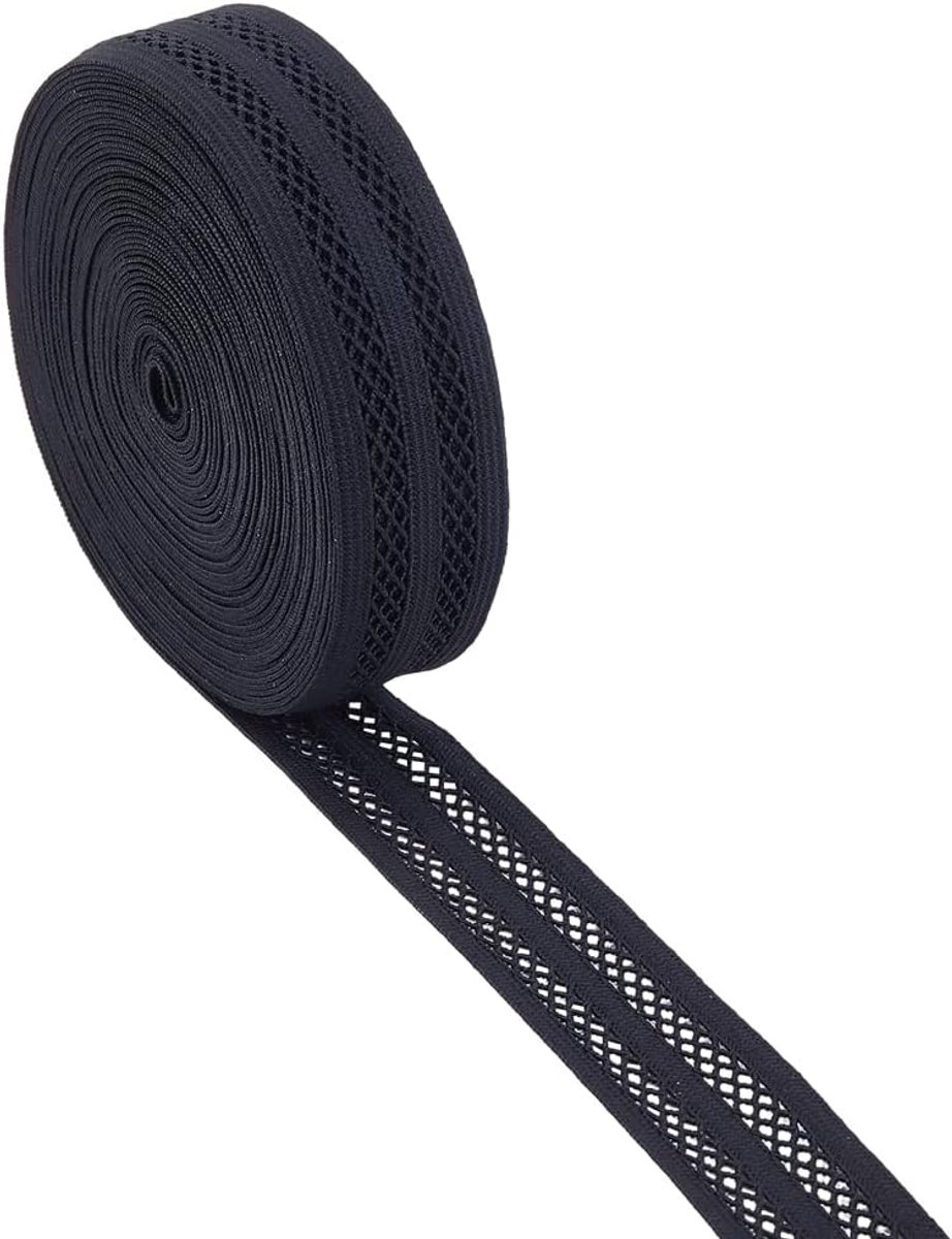 Elastische band van mesh, 8,6 m en 25 mm, hoge elasticiteit, gebreid, plat, polyester, brede band voor naaien, kleding, rokken, handtassen, ondergoed en wetten