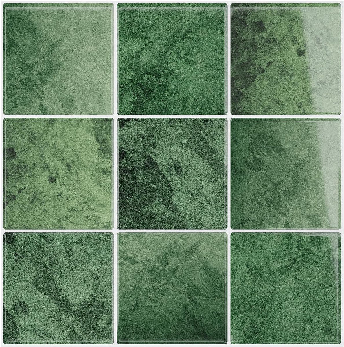 Tegelstickers, groen, vintage, 3D-plaktegels, keuken, groene tegelfolie, badkamer, waterdicht, keukentegels, overplakken, badtegels, zelfklevende wandtegels, 30,5 cm x 30,5