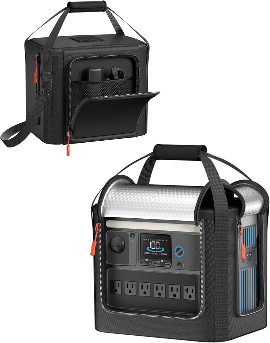 Draagetui, compatibel met Anker SOLIX C1000, C800, C800 Plus, waterdichte antislip powerstation-opbergtas, inclusief schouderriem en handvat, zwart