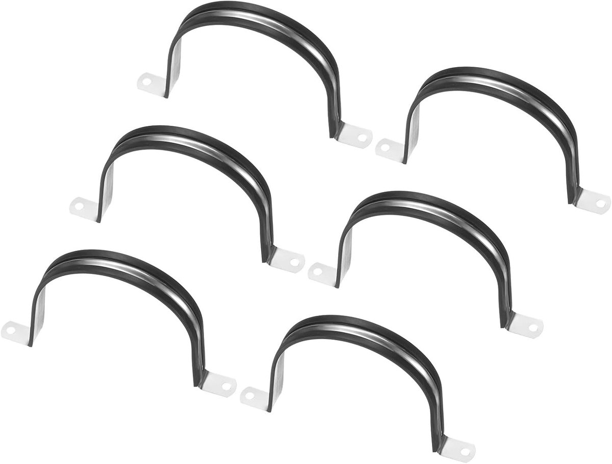 METERXITY 6-pack kabelklemmen, 108 mm 304 roestvrij staal rubber gewatteerde geïsoleerde kabelklem U-vorm metalen houder voor buis/draad/pijp/lus installatie