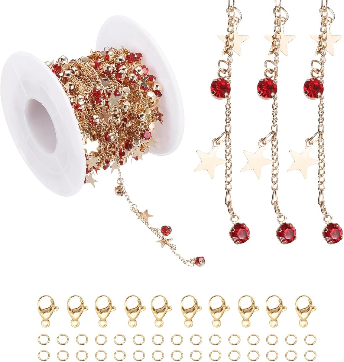 16.4ft ster strass ketting rol, sieraden maken ketting schakels bulk met kreeft klappen springringen voor sieraden maken bevindingen doe-het-zelf ambachtelijke ketting armbanden, rose goud