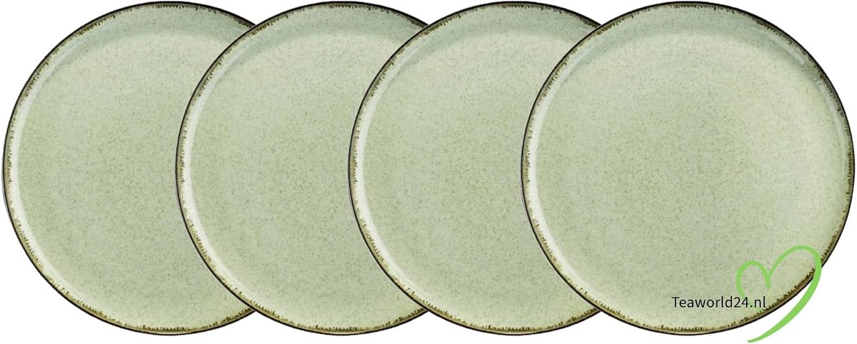 dinerbord ø 24 cm zeegroen, set van 4 borden