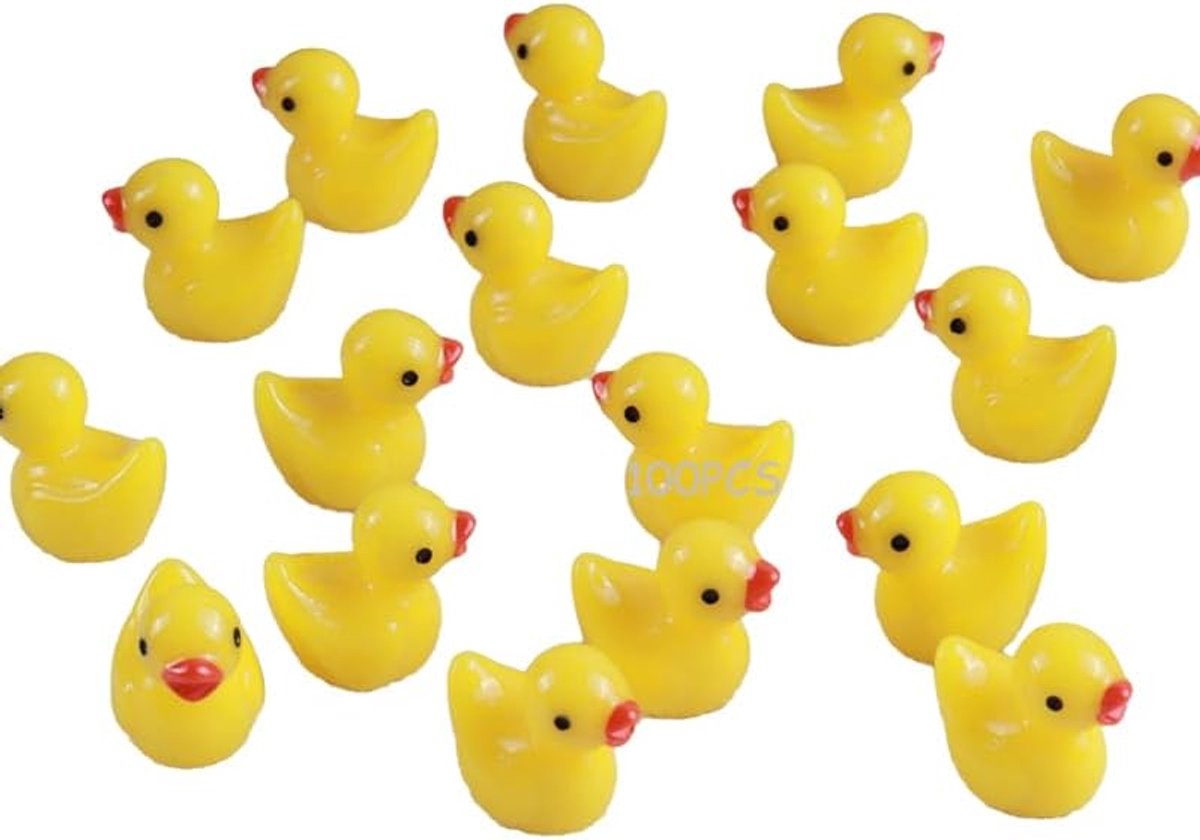 100 stuks mini-eenden van hars om te knutselen, mini-decoratie van gele hars, kleine miniatuureenden, kunsthars, voor knutselen, poppenhuizen, landschappen en aquaria