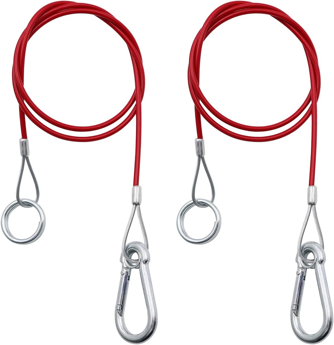 2 stuks scheurkabels voor aanhangers, auto-afscheurkabel, 1 meter afscheurkabel, aanhanger vangkabel, veiligheidskabel voor gangbare remmen aanhangers en caravans (rood