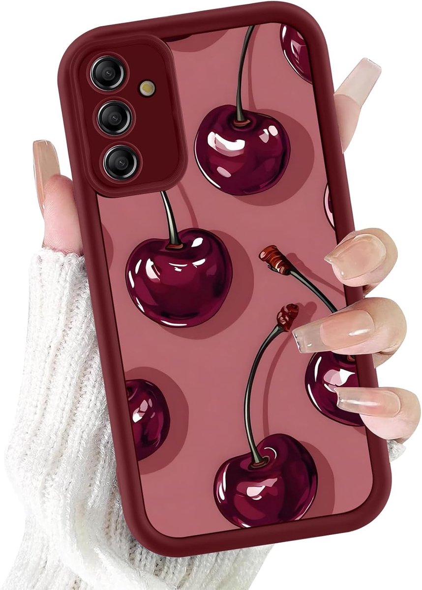 Beschermhoes voor Samsung Galaxy A53 5G 6,7 inch, esthetisch rood kersenmotief, voor meisjes, camerabescherming, schokbestendig, zachte TPU siliconen hoes, kleurrijk, rood