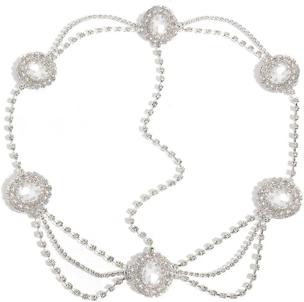 Haarketting, zilver, kristal, hoofdband, zilver, hoofdtooi, kwast, strass, hoofdband, haarstuk, bruid, hoofdband, bruiloft, zilver, haarband, wijnstok, hoofdtooi voor vrouwen en meisjes