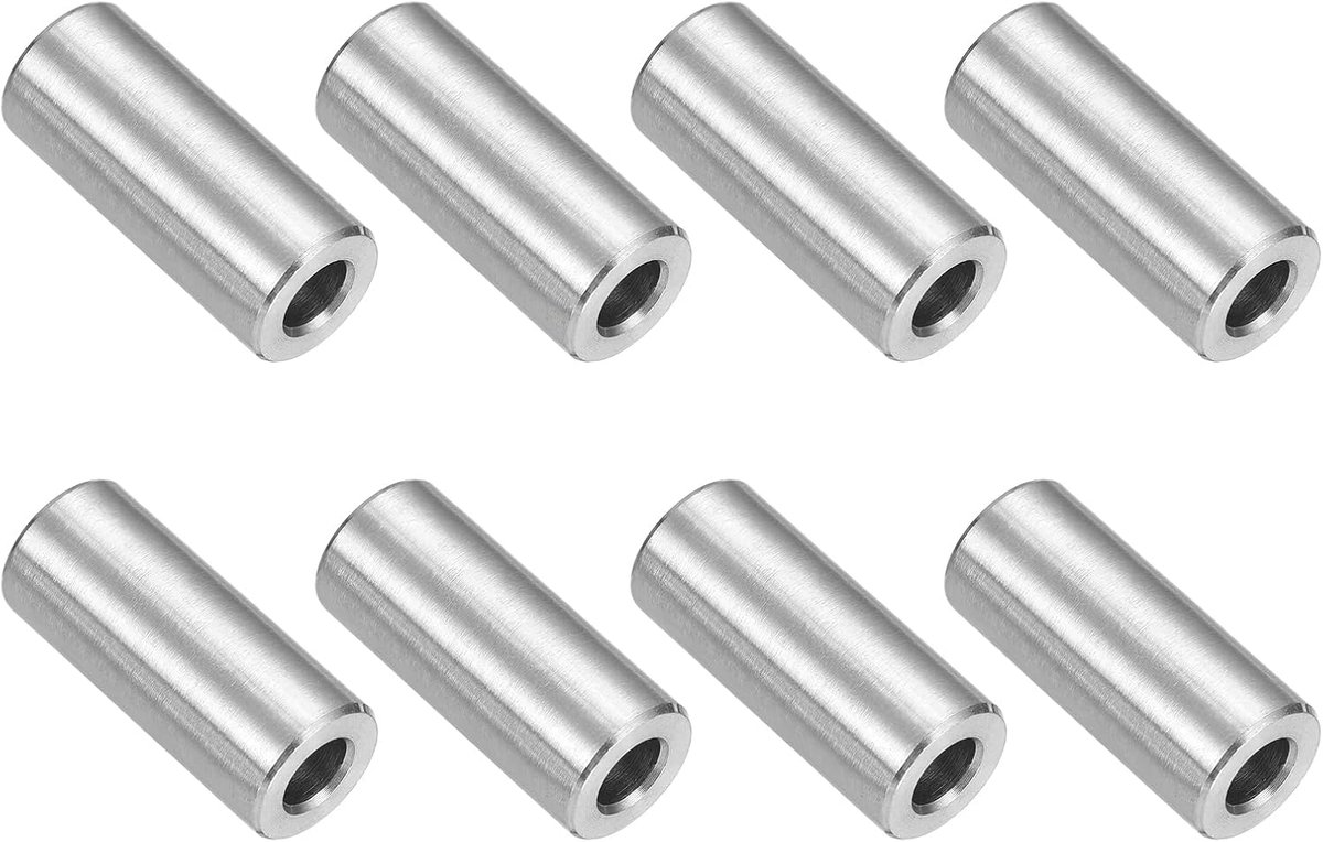 8 stuks roestvrijstalen afstandhouders 1/2 inch OD x 1/4 inch ID x 1 inch lengte (12 x 6 x 25 mm) schroefafstandbus blanco schroefdraad voor M3 schroeven, bouten en stangen, zilver