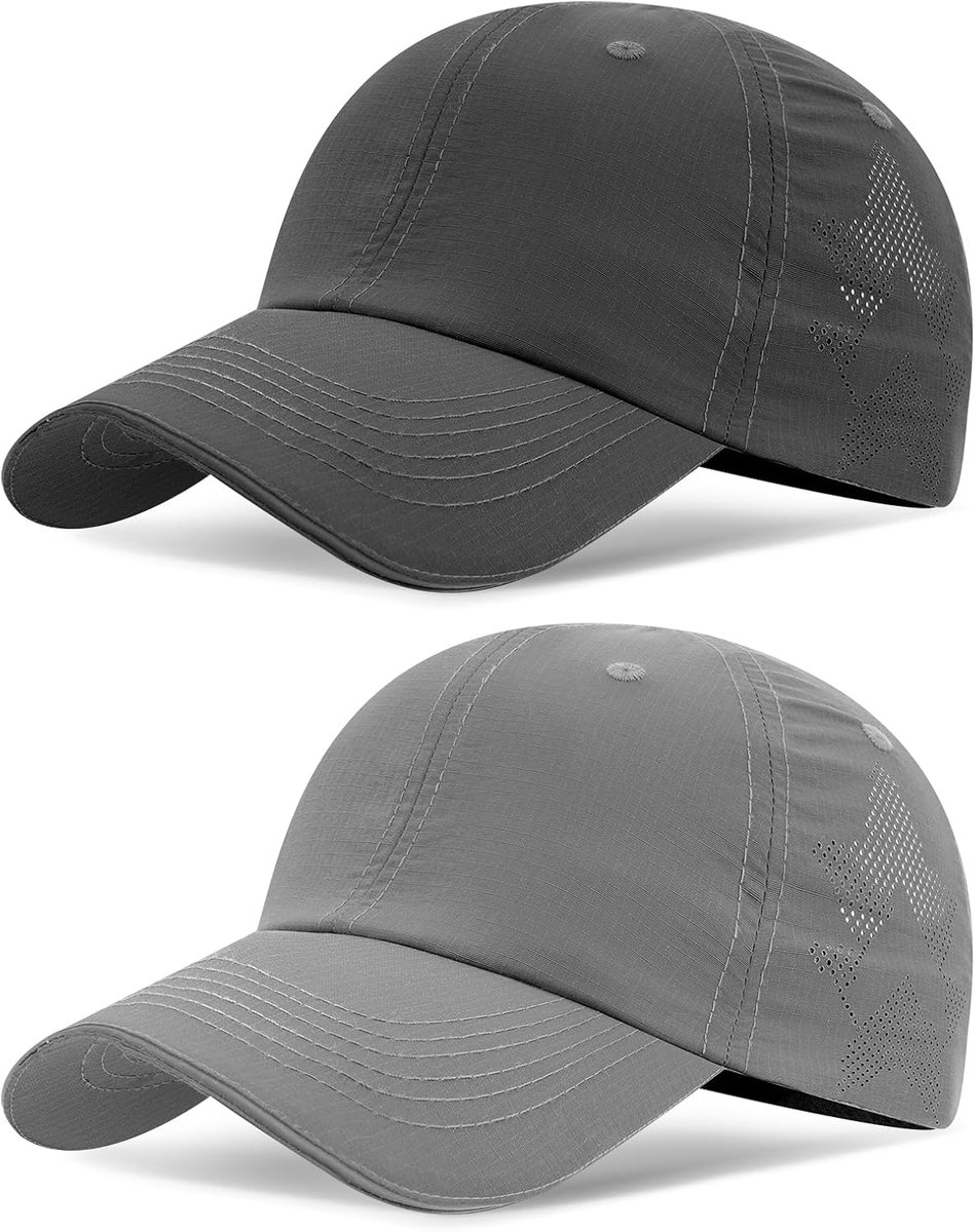 2 verpakkingen sneldrogende baseballpetten voor heren en dames, hardlooppet, sport, uv-bescherming, licht, ademend, golfpet, tennis, verstelbaar, voor wandelen, visser