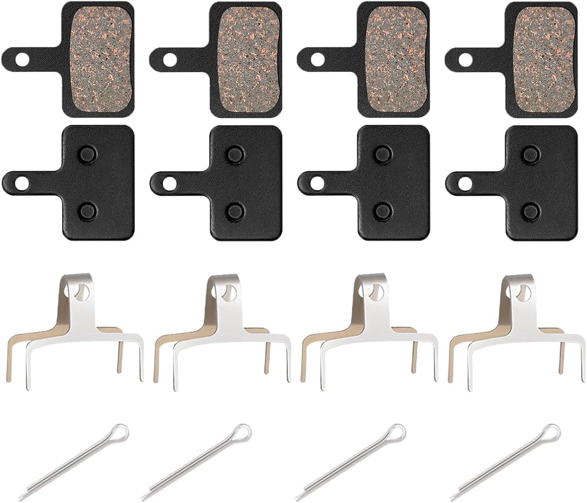Schijfremblokken voor fiets, remvoeringen, compatibel met B01S B03S B05S, met Shimano, met TRP, met Tektro remmen, 4 stuks, duurzaam, geluidsarm, voor MTB, e-bike, stadsfiets