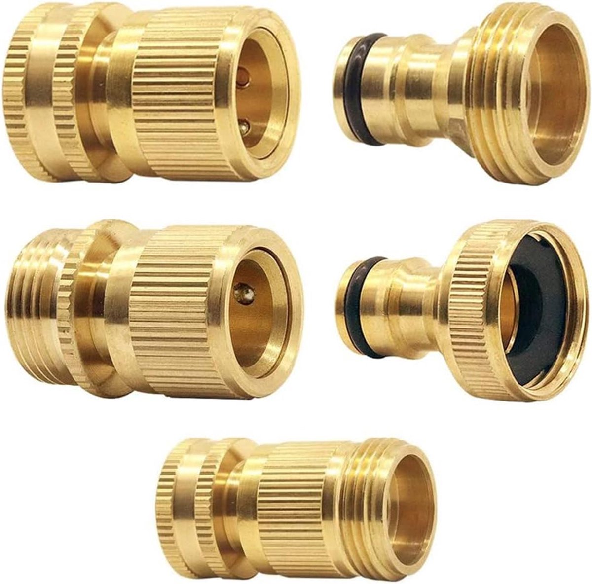 SnelShoppen - Hose Connector Set 4 Stuks, 3/4 Inch Messing Tuinslang Koppelingen, Snelle Aansluiting Waterkraan, Tuin, Binnen, Irrigatie, Waterpistool