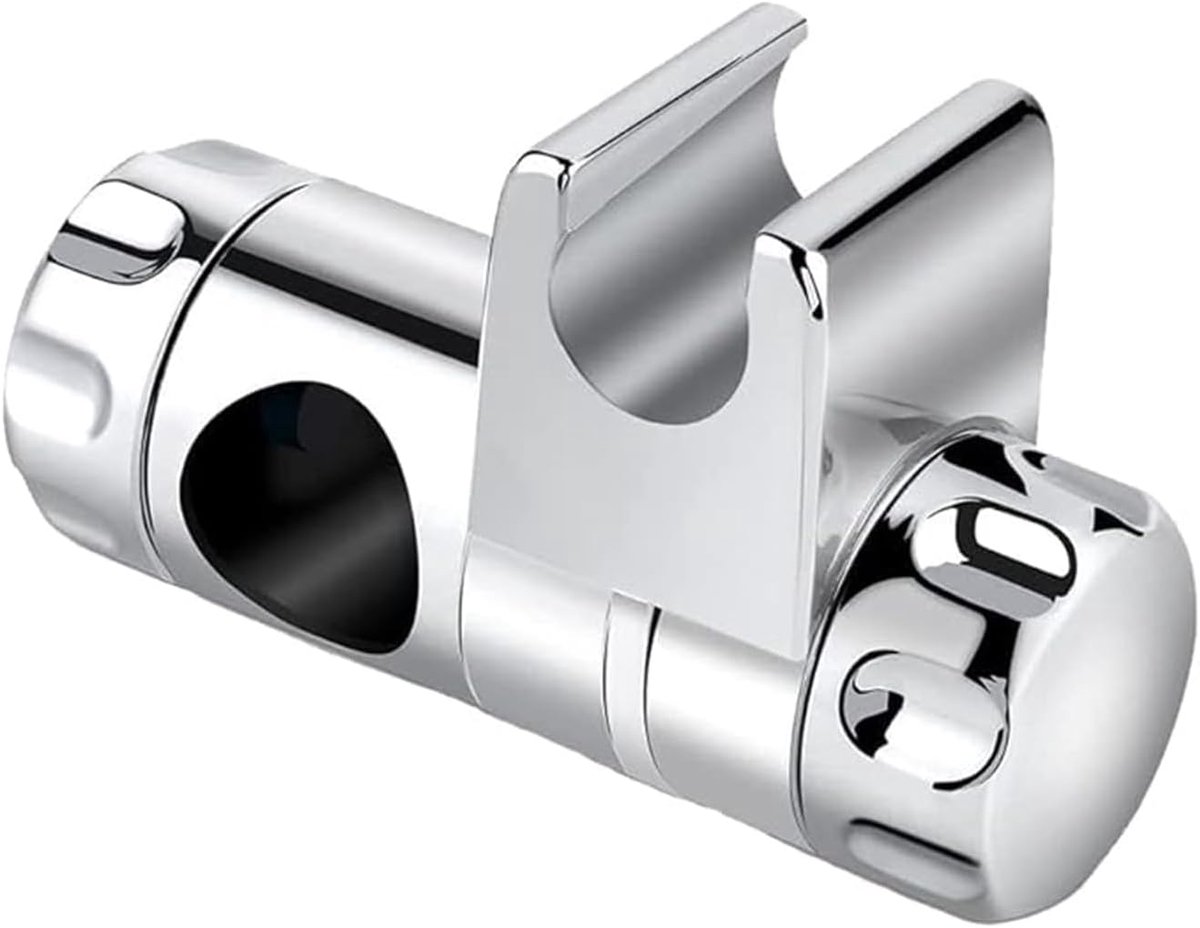 SnelShoppen - Handdouchehouder voor Douchebuis, Verstelbare Chroom-Gecoate ABS Bevestiging, Voor Bar Diameter 22-25 mm, 360° Draaiend, Douchepomp Houd