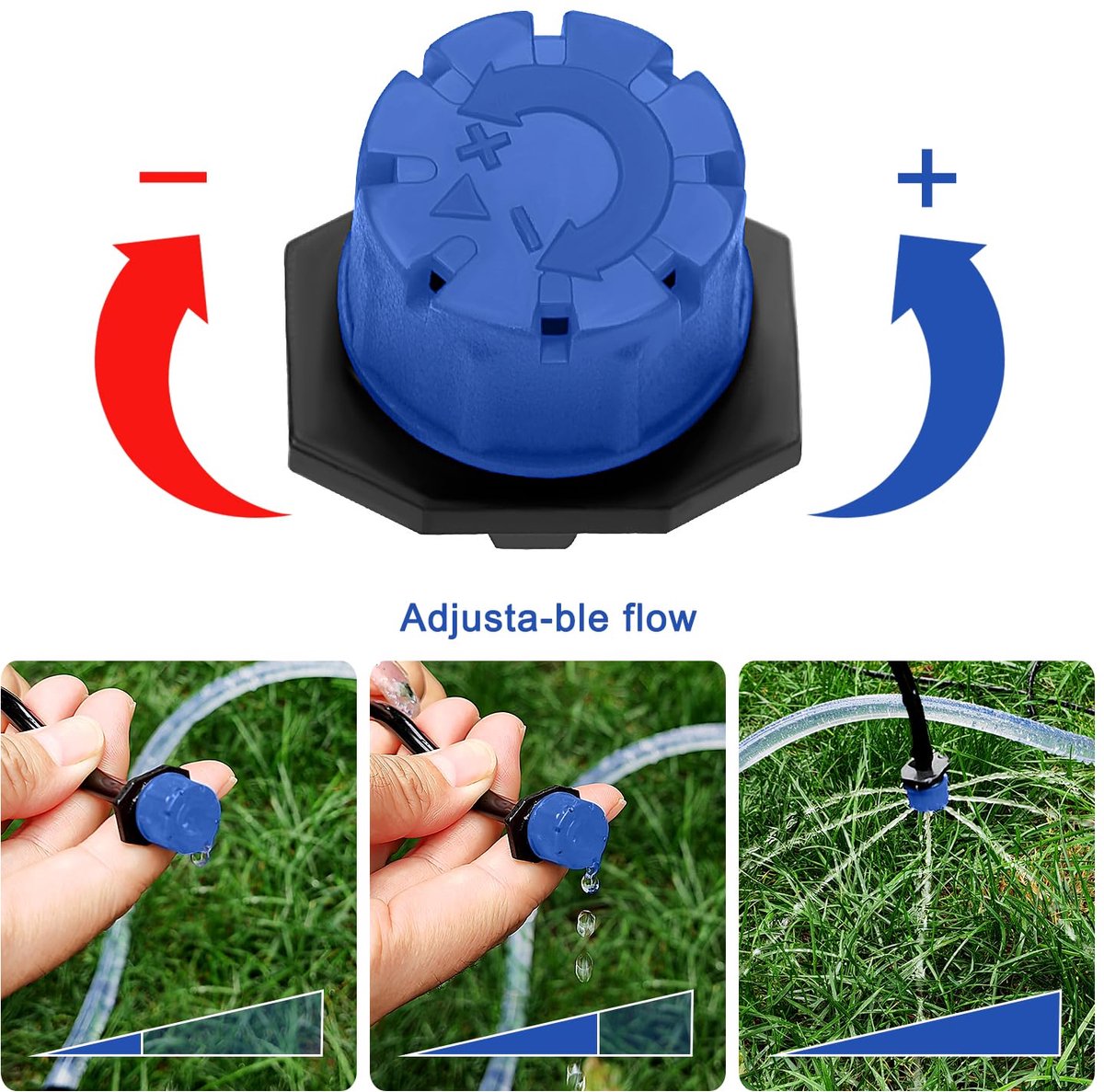 SnelShoppen - 200Pcs 1/4 Inch Verstelbare Irrigatie Drippers, Micro Sprinklers met 8 Spuitgaten, Anti-Clogging Tuin Drippers voor Tuin, Gazon, Serre,
