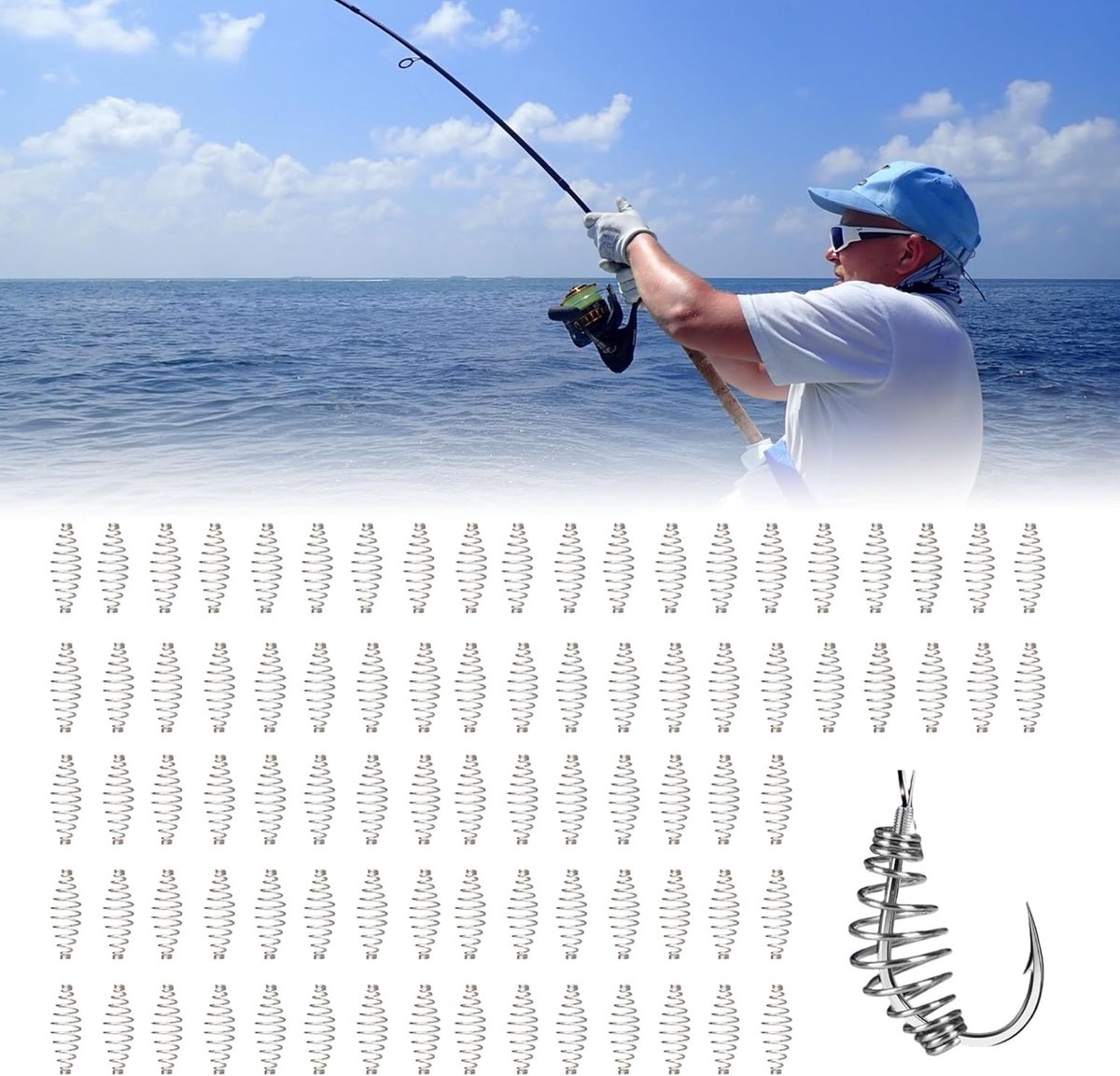 SnelShoppen - 100pcs 8mm Visshaken Spring Bait Feeder RVS - Effectieve Haak met Bait Trap voor Vissen - Perfect voor Karper en Snoekvissen