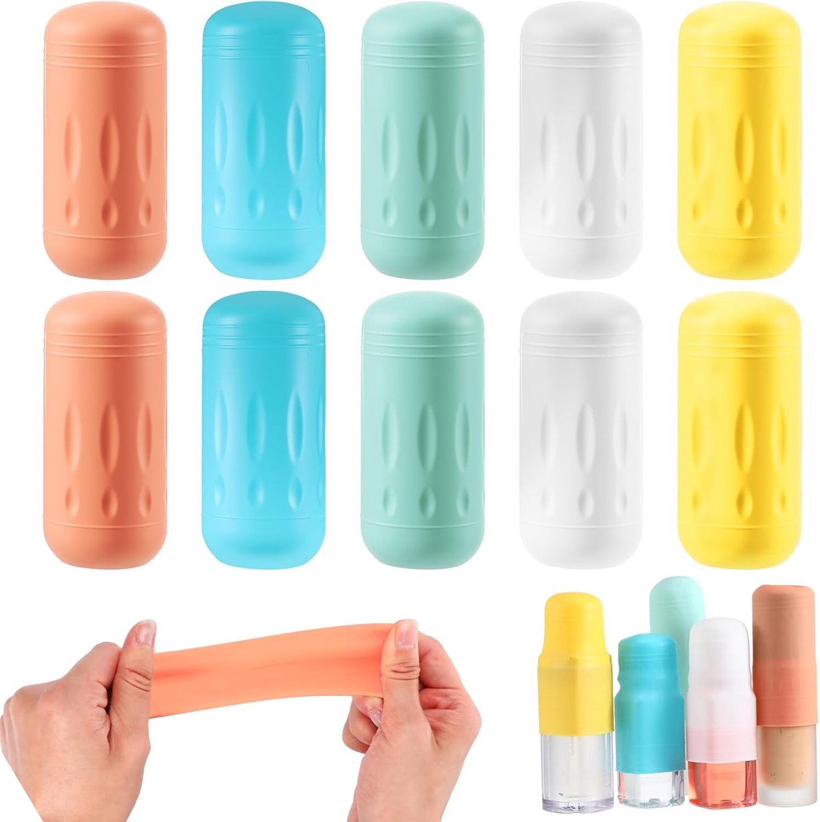 SnelShoppen - 10 Pcs Silicone Flessen Covers voor Reizen, Herbruikbare Lekvrije Elastische Silicone Beschermers voor Diverse Formaten Flessen - Ideaal