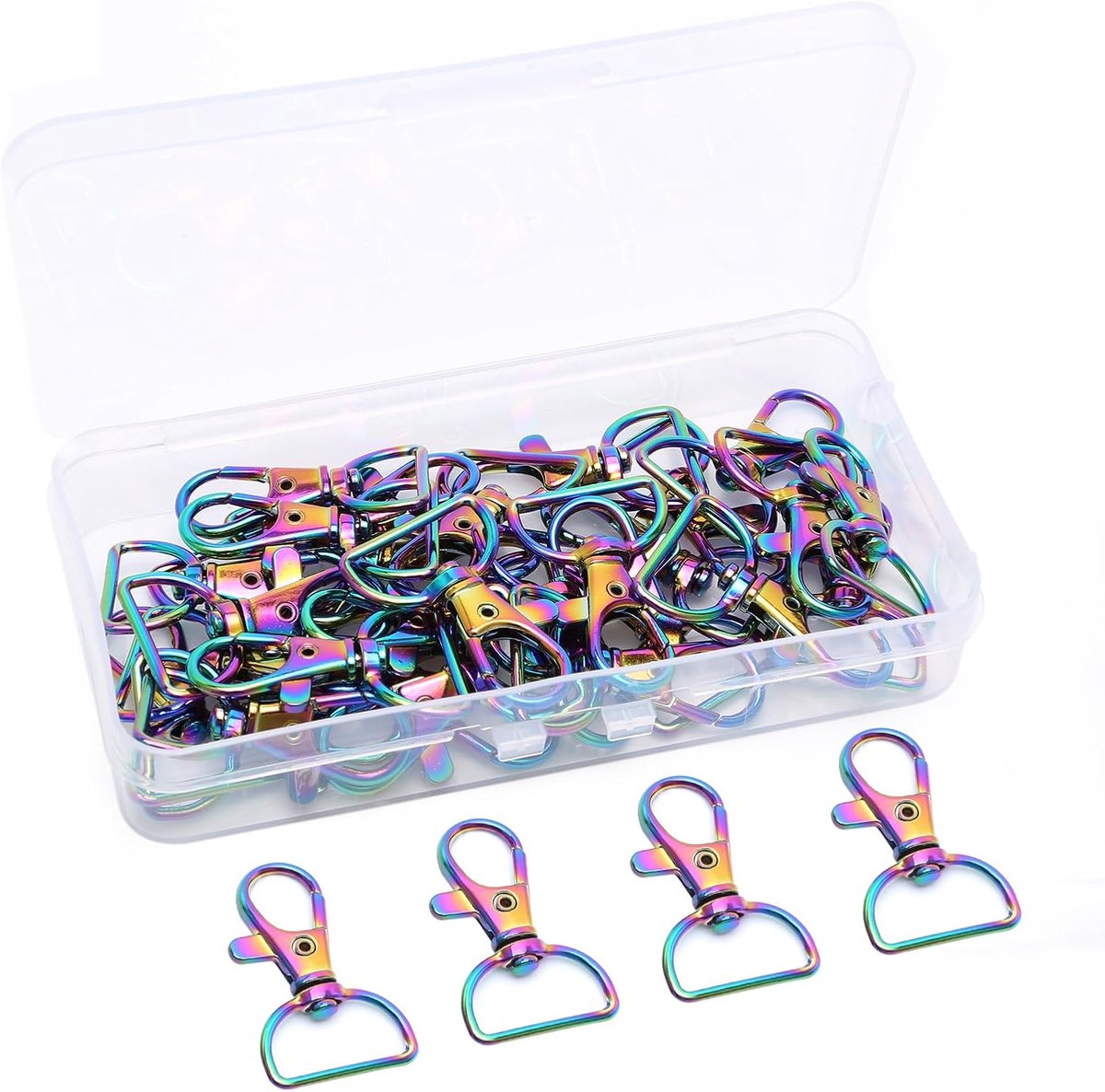 SnelShoppen - Pack van 30 Multicolour Lobster Clasps - Draaibare Trigger Carabiners - Sleutelhangers - D-ring voor Tassen, Sleutels, Puppys - Stevig e