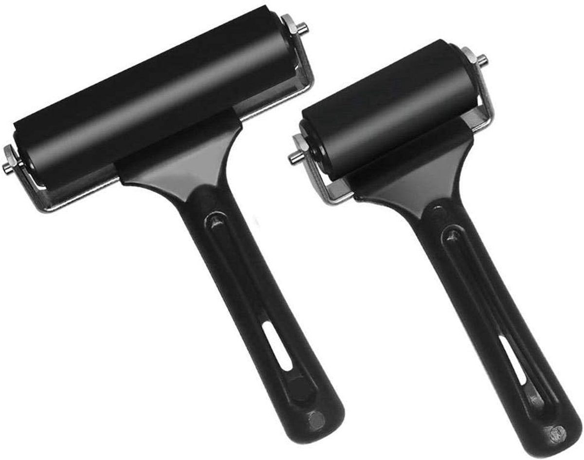 SnelShoppen - Verfrollers Set van 2, Rubber Brayer voor Inkt, Verf en Stempelen, 6cm & 10cm Breed, Multifunctioneel en Ergonomisch voor Creatieve Klus