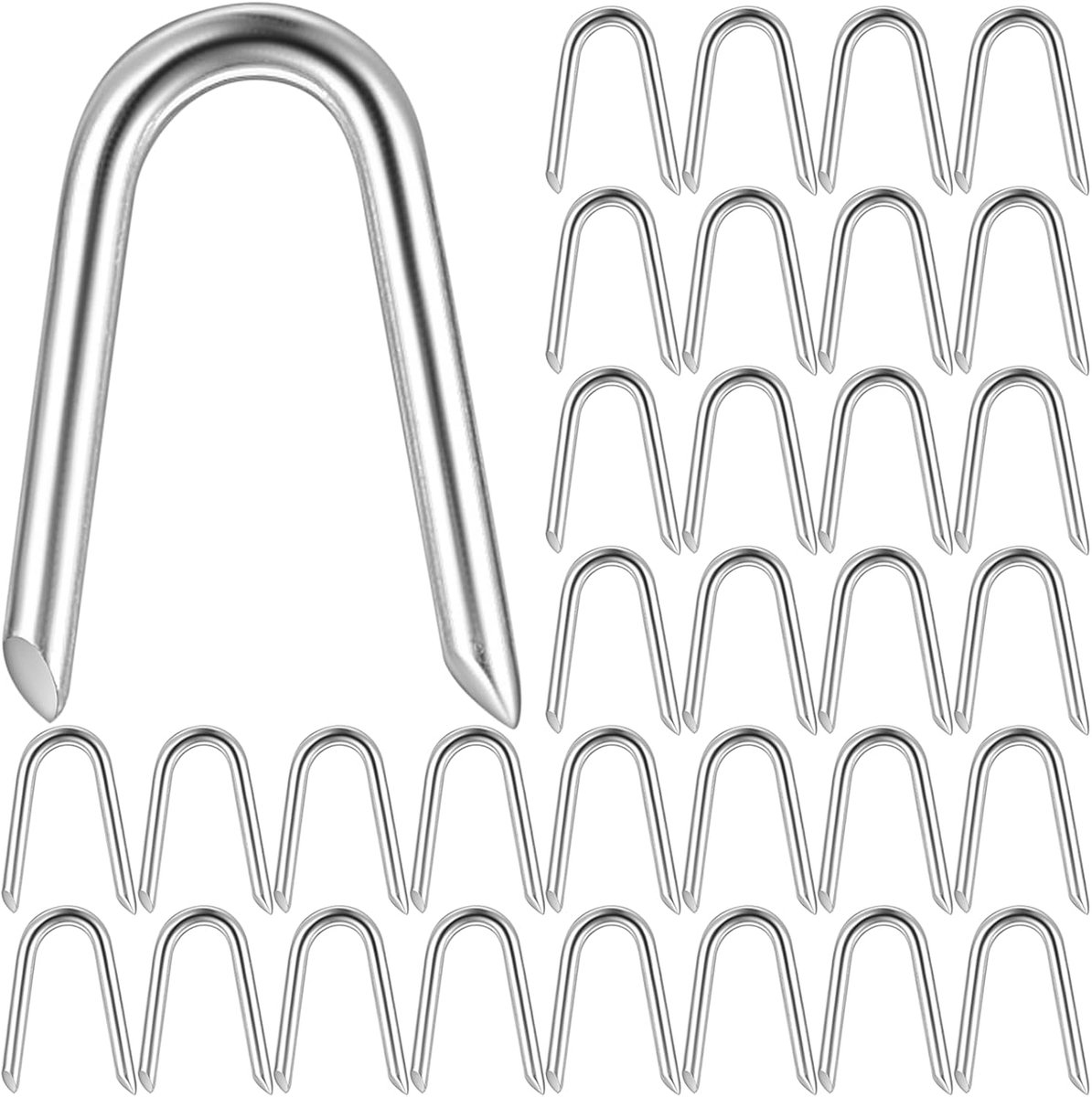 SnelShoppen - 280 Stuks U-vormige Spijkers voor Hekken, Gegalvaniseerde U-nagels van Staal, Hekbeugels, Wandbeugels, Perfect voor Netten en Metaalrast
