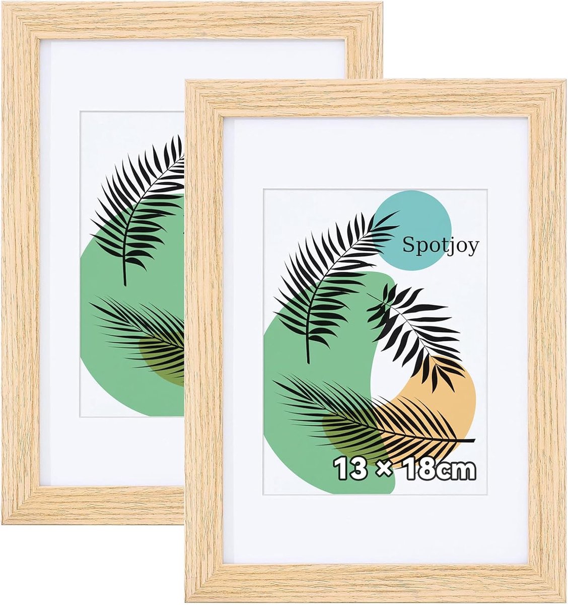 SnelShoppen - Fotolijst Set van 2 - 13 x 18 cm MDF Houten Lijst met Acrylglas - Tafel- en Wandmontage - Eiken Kleur - Perfect voor Foto's, Documenten,