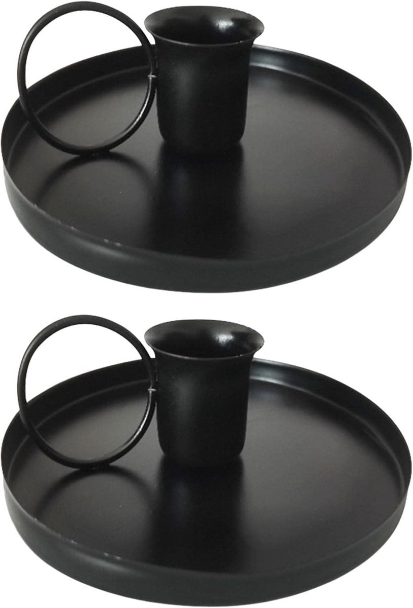 SnelShoppen - 2x Zwarte Kandelaar, Metalen Cone Kaarsenhouder, Retro Champagne Stickhouder, Perfect voor Bruiloft, Feest, Tafel Decoratie, Cadeau voor