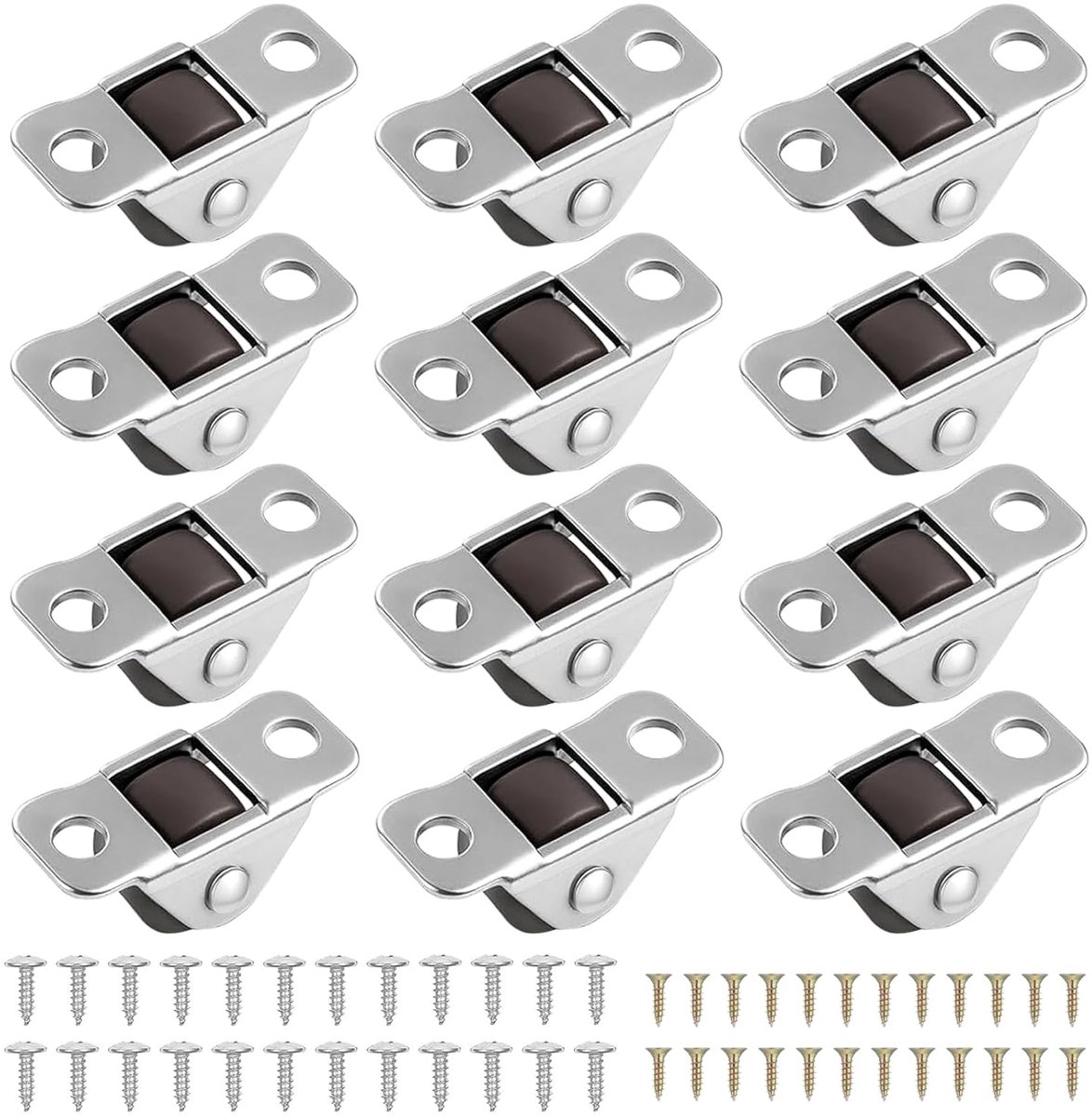 SnelShoppen - 12 Pcs Mini Furniture Casters 1.2cm - Stille TPR Rubber Wielen voor Meubels - Inclusief 48 Schroeven - Ideaal voor Keuken, Kasten en Kle
