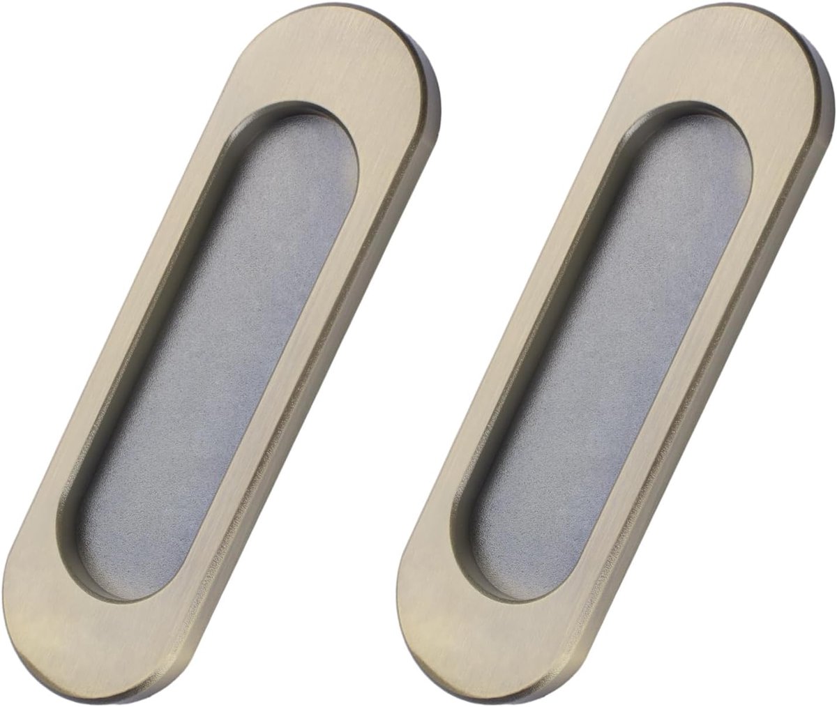 SnelShoppen - Oval Sliding Door Pullers 2 Stuks Zelfklevende Aluminium Handgrepen 100mm Antiek Brons voor Schuifdeuren Ramen Kasten Lades
