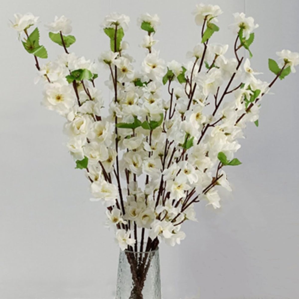SnelShoppen - 8 Stuks Kunstmatige Perzikbloesem Takken Nepperen Bloemen, Zijde Perzik Bloemen Voor DIY Tuin Home Bruiloft Feest Decoratie (Wit)