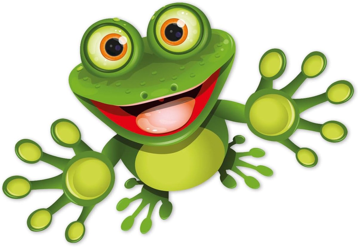 SnelShoppen - Grappige Kikker Sticker 25 cm | Weerbestendige Auto, Koffer, Badkamer, Deur, Vuilnisbak, Scooter, Camper | Leuke Decoratie voor Binnen e