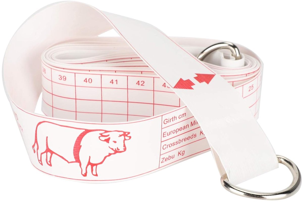 SnelShoppen - 2.5m Cattle Body Weight Tape Measure - Draagbare Meetlat voor Dierengewicht - PVC, Waterproof, Duurzaam, Ideaal voor Boerderij en Landbo