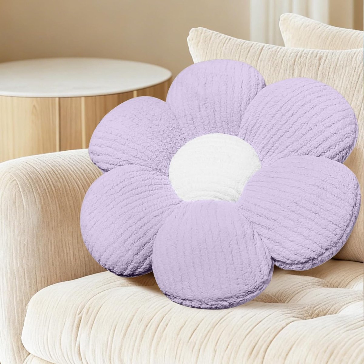 SnelShoppen - RANJIMA Bloem Vloerkussen 40cm - Pluche Decoratiekussen voor Sofa, Bed en Vloer - Ideaal als Cadeau voor Meisjes en Vrouwen - Tatami Sti