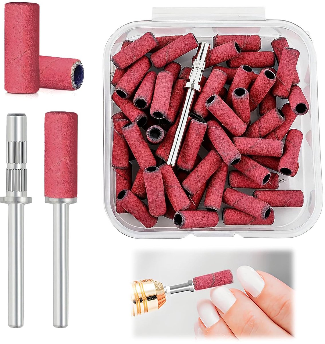 Thijox - 60 stuks schuurbanden voor schuurmachine, #240 Grit nagelvijlrollen, roze schuurbanden voor manicure en pedicure, professionele schuurkracht