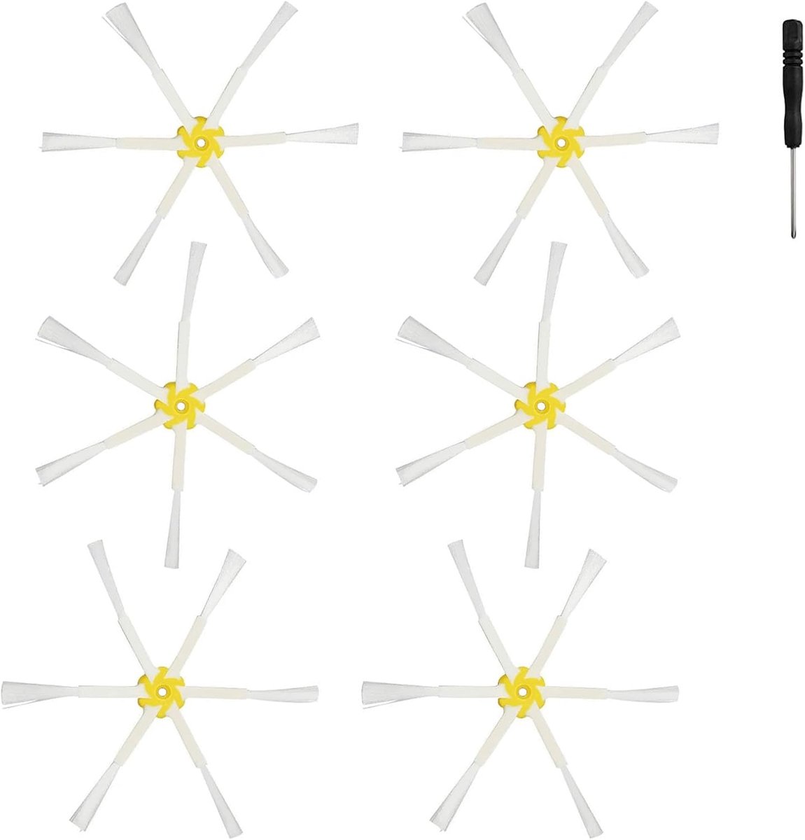 SnelShoppen - 6 Hoekige Zijborstels voor Robotstofzuiger - Vervangingsonderdelen voor 500/600/700/800/900 Series - Perfect voor Hoeken en Randen - Eff