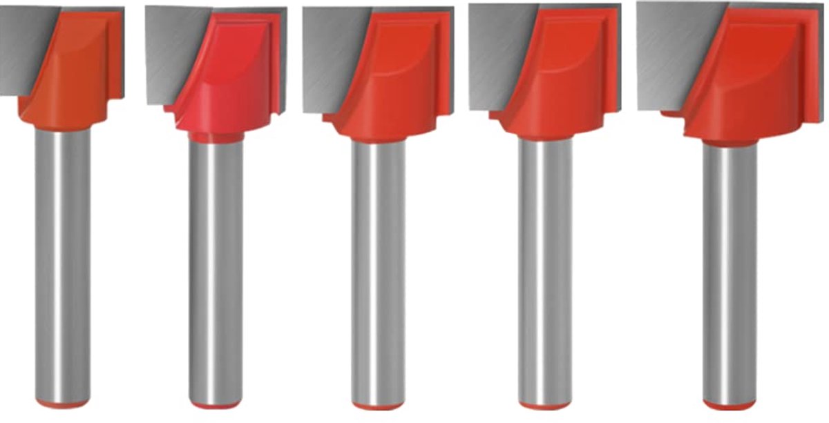 SnelShoppen - Bottom Cleaning Kit 5-delige Set, Houtbewerkingsgereedschap met 6mm Schacht, Freesbitset voor Router met 13mm/15mm/16mm/18mm/20mm Snijdi