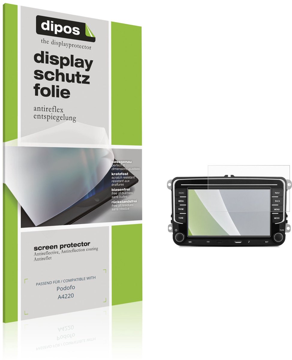 dipos – 2x Matte Beschermfolie geschikt voor Podofo A4220 | Krasbestendige & antireflecterende Screenprotector Ultra-Thin