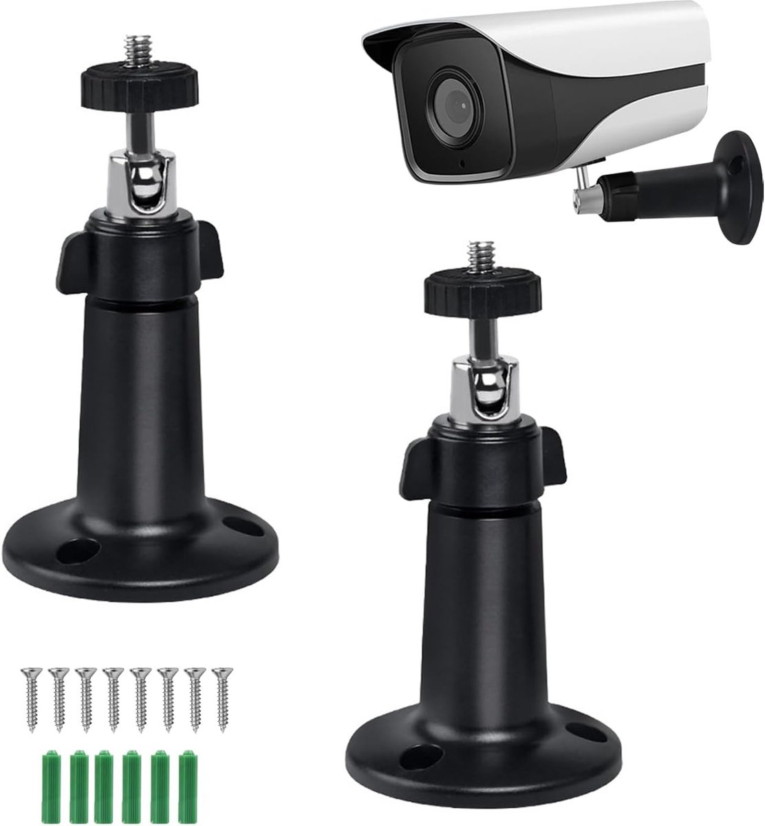 SnelShoppen - Wandmontage Camera Beugel Verstelbare Mini Beugel voor Beveiligingscamera's Buiten 360° - Set van 2 Stuks - Duurzaam en Robuust
