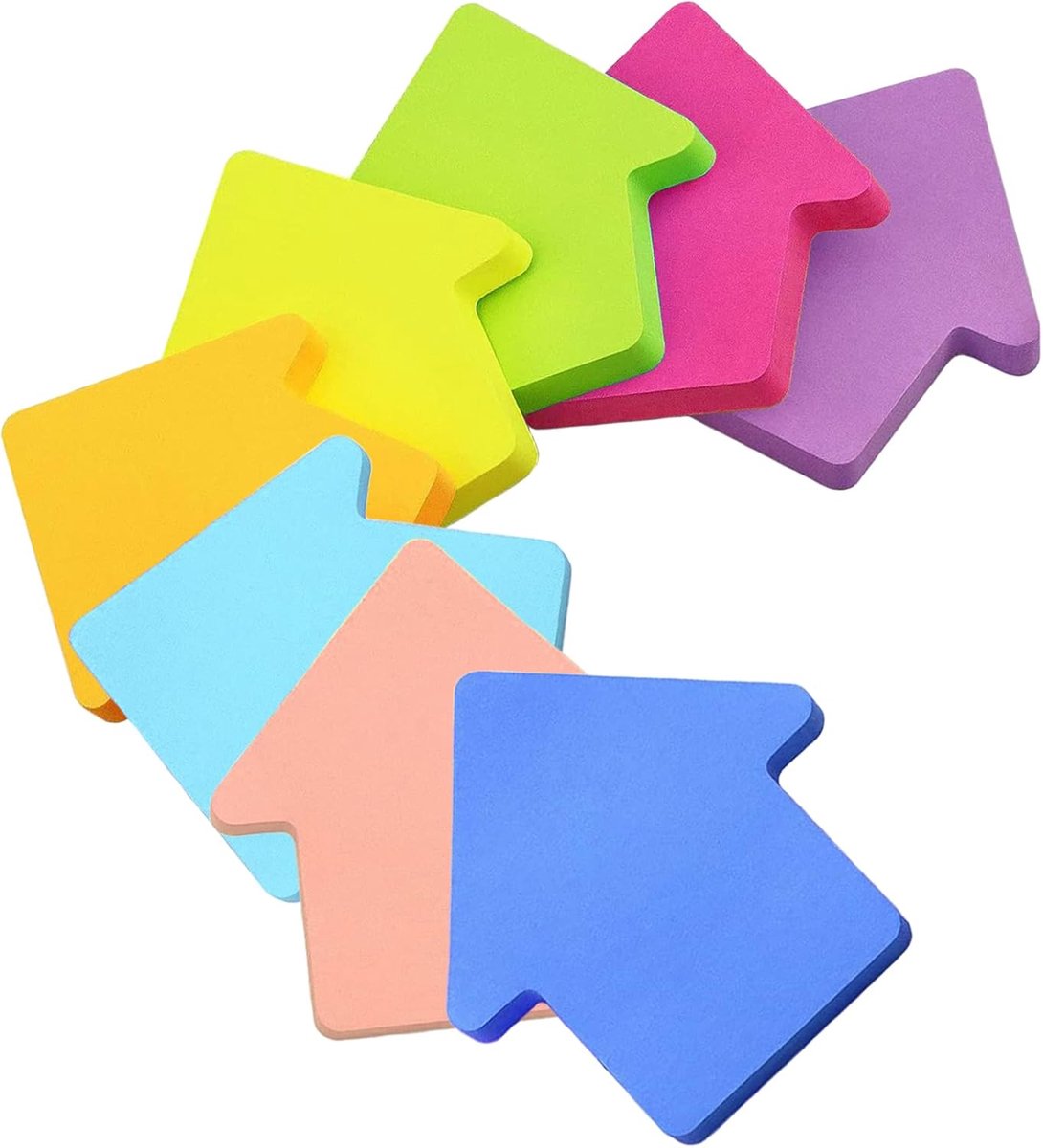 SnelShoppen - Kleurige Sticky Notes 76x76mm Huisvorm Zelfklevende Notities voor Kantoor, Thuis, School en Vergadering - 560 Bladen in 8 Kleuren