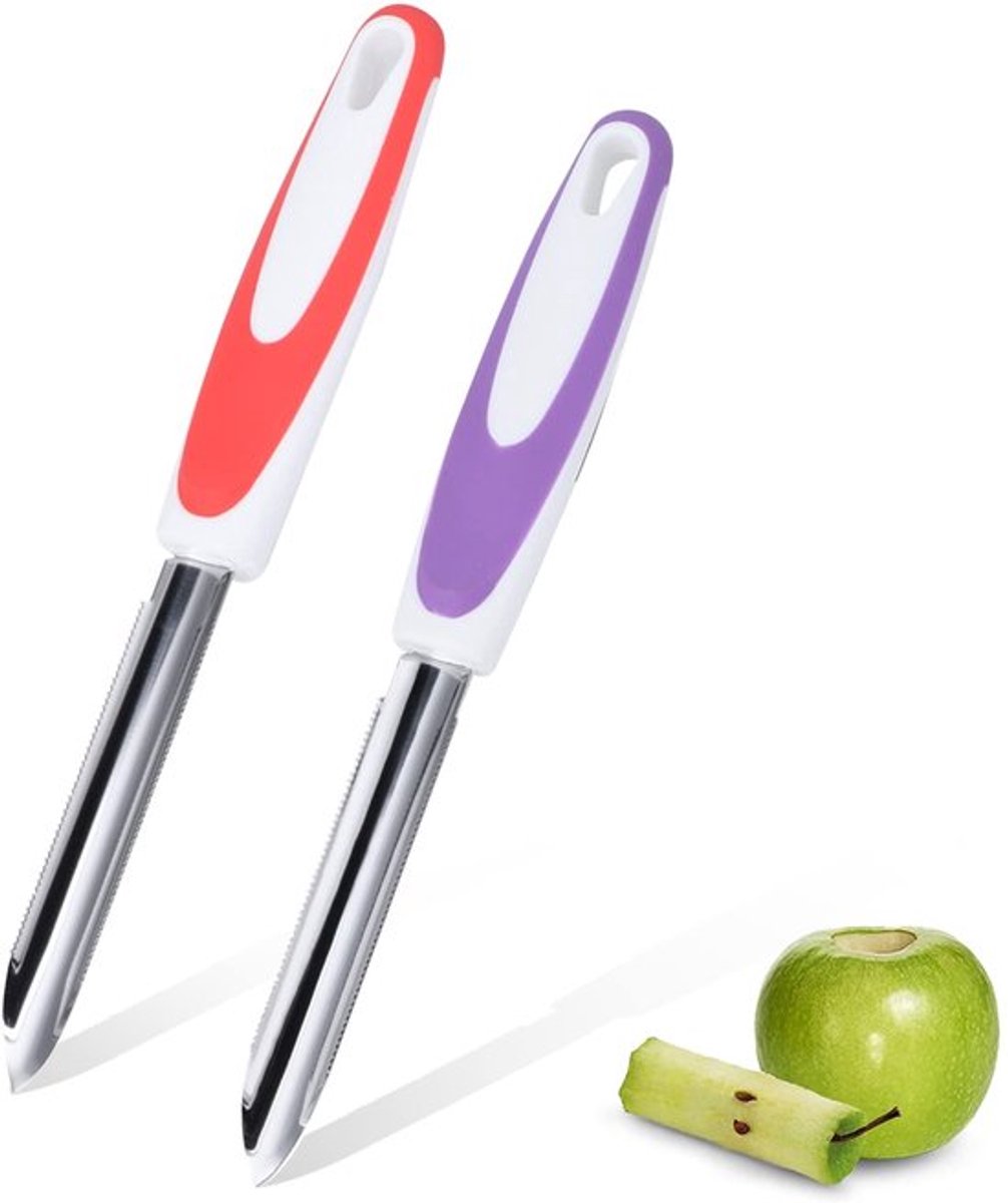 Kernverwijderaar 2 Stuks - Roestvrij Staal - Fruitzaadboorgereedschap - Keukengereedschap - Gekarteld Mesje - Voedselveilig Materiaal - Fruitboor