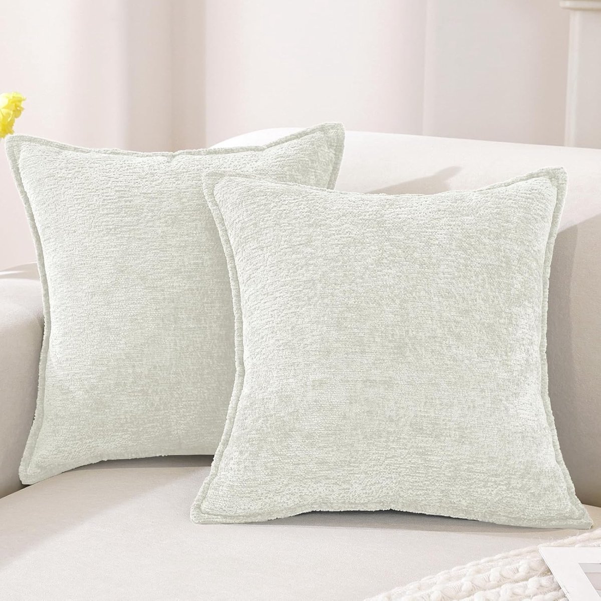 SnelShoppen - Chenille Kussenhoezen 50x50 cm - 2er Set Zacht Decoratief - Moderne Kussenhoezen met Onzichtbare Rits - Duurzame Kussenslopen voor Woonk