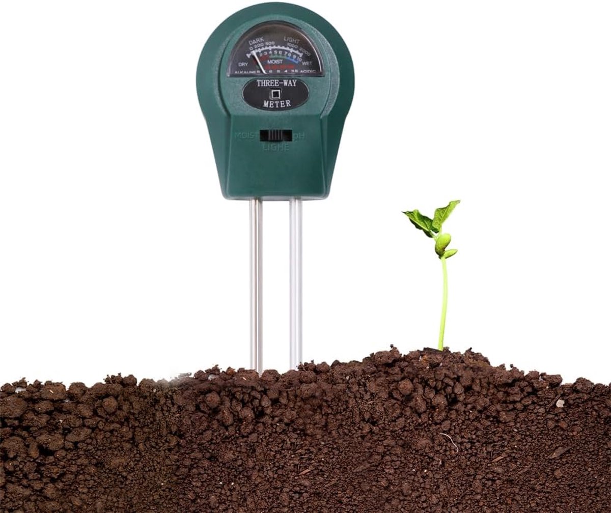 Meetinstrument voor planten - Bodemmeter vochtmeter - Gezonde plantengroei - Dubbele sonde batterijloos - 255 cm - Zwart