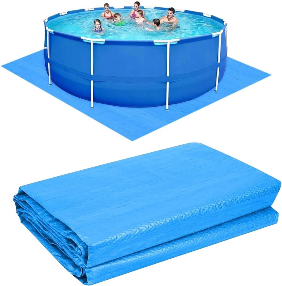 SnelShoppen - Rectangular Pool Ground Sheet 274 x 274 cm - Poolmat voor Opblaasbare Zwembaden - Vloerbescherming - Waterdichte PE Tarpaulin - Opvouwba