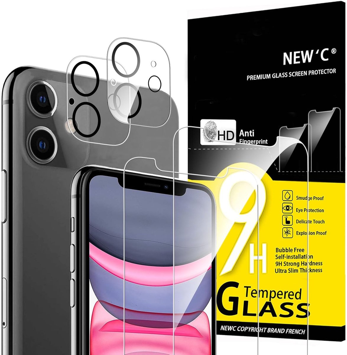 Thijox - Set van 4 Screen Protectors & Camera Lens Protectors voor iPhone 11 - Gehard Glas - Luchtbelvrij - Ultrabestendig - 9H Hardheid - Transparant