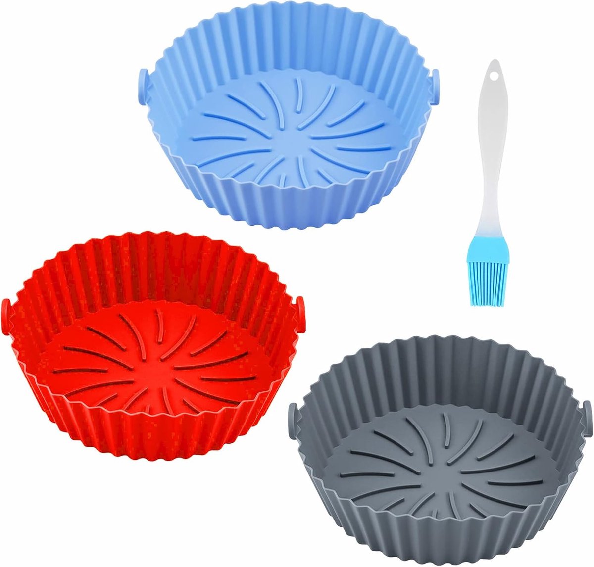 SnelShoppen - Set van 3 Herbruikbare Silicone Mallen voor Air Fryer, BPA-vrij, 17x14x5.5cm, Ideaal voor Bakken, Stomen, Koken in Keuken en Magnetron