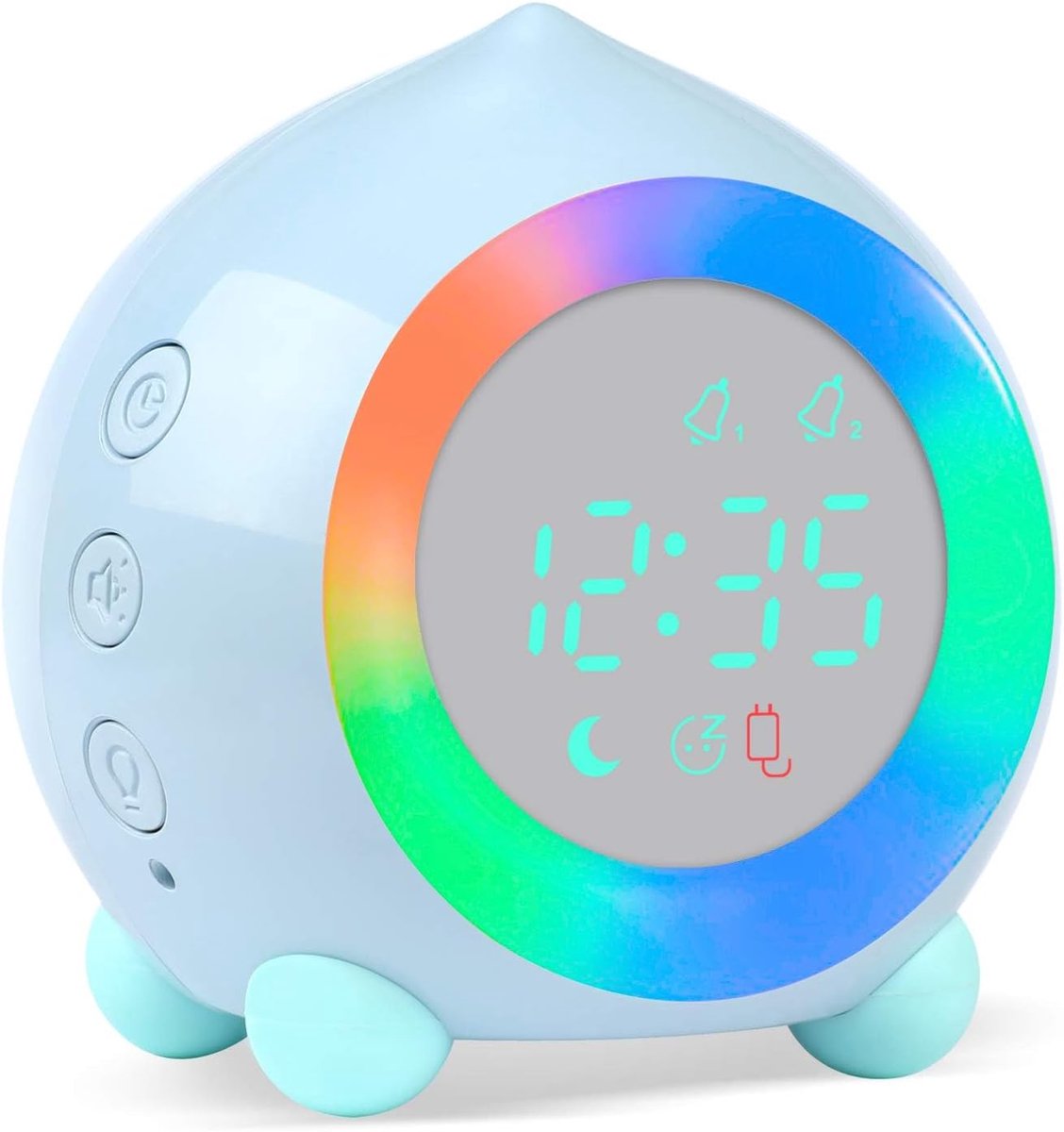 SnelShoppen - Digitale Wekker Kinderen met LED Nachtlampje, Snooze Functie, Temperatuurdisplay, 12/24 Uur Instelling, Azuurblauw, Perfect Cadeau voor