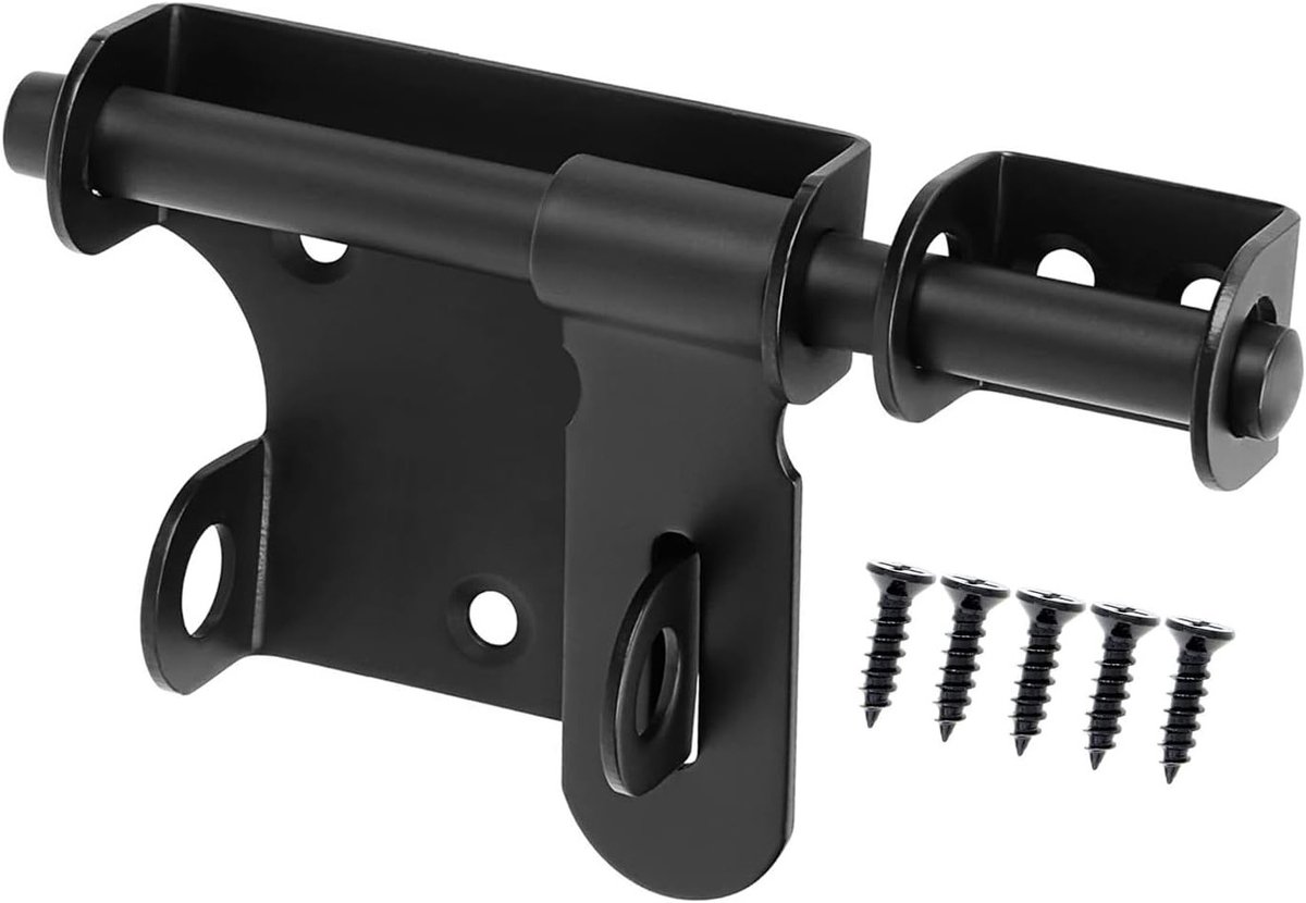 Zware Schuifpoortsluiting met Hangslotopening, Duurzame Beveiliging voor Tuinpoorten en Houten Hekken, 15 cm (Zwart)