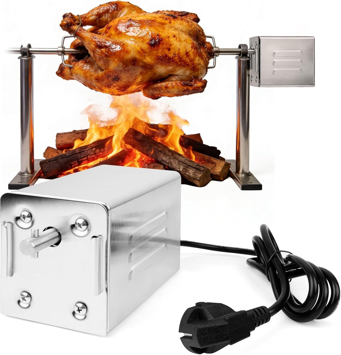 SnelShoppen - Automatische Grillmotor voor Barbecues - Draagbaar Ontwerp - Tot 70 kg - Perfect voor Buiten, Picnic en Kamperen - Handenvrij Grillen