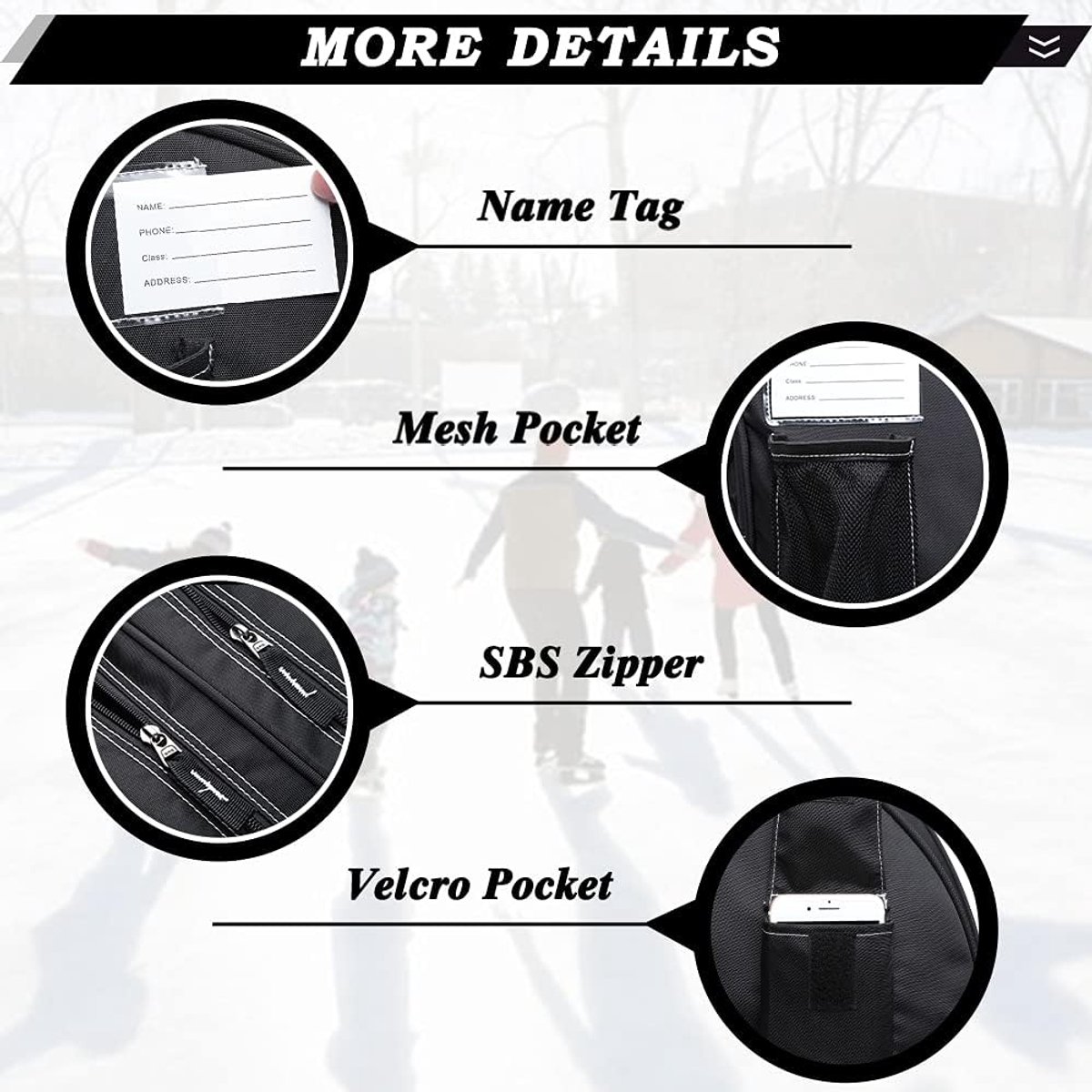 SnelShoppen - Skate Bag voor Kinderen en Volwassenen, Inline Skate Tas, Roller Skate Tas voor Mannen en Vrouwen, Tot Maat 43 (EU), Duurzaam Nylon, Ide