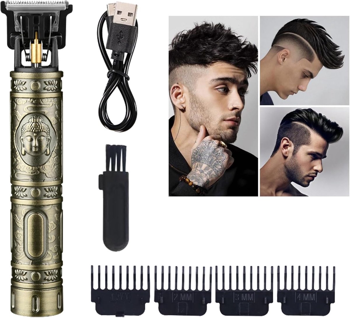 SnelShoppen - Professionele Haarknipset voor Mannen - T-Blade Elektrische Haartrimmer - Oplaadbare USB Scheerapparaat - Precisie RVS Bladen - Ideaal v