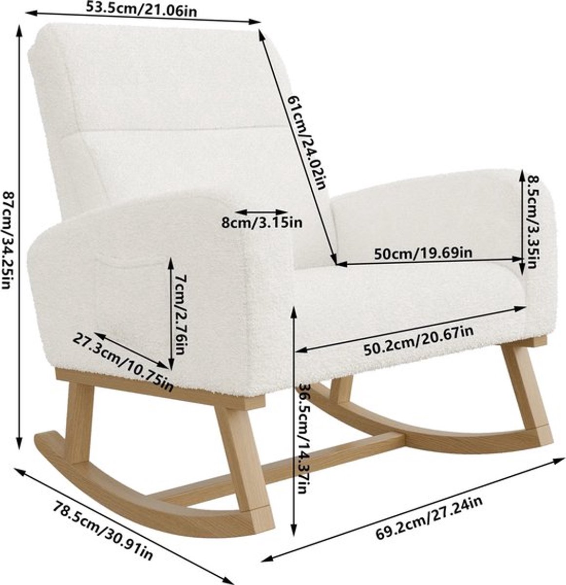 Schommelstoel – Relaxstoel – Fauteuil – Loungestoel – Stoel – Donkergrijs Velvet – Ergonom